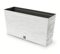 Prosperplast Furu Case Medio Jardinera con Maceta Macetero con Tiesto para Plantas Interior y Exterior Plástico Resistente Rectangular 77x23,5x40,6cm (Blanco)