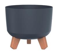 Prosperplast Gracia Maceta con Patas Extraíbles Incluyendo Inserto para Uso Interior y Exterior Macetero Redondo de Plástico (Antracita, Diámetro 200 mm)