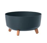 Prosperplast Gracia Maceta Estándar con Patas Desmontables Incl. Inserto para Uso en Interiores y Exteriores Jardinera Redonda de Plástico (390mm) (Antracita)