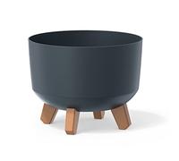 Prosperplast Gracia Maceta Estándar con Patas Desmontables Incl. Inserto para Uso Interior y Exterior Jardinera Redonda de Plástico (238mm, Antracita)