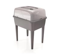 Prosperplast Jardinera Alta 83L con Tapa de Policarbonato para Proteger Tus Plantas en Plástico Gris Piedra