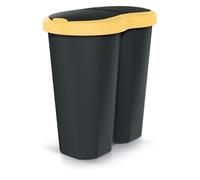 Prosperplast Keden Compacta R Duo 40 L Cubo de Basura de Plástico con Marco, Dos Tapas Independientes, Separación Higiénica de Residuos, para Oficina o Hogar (amarillo/negro)