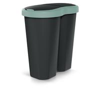 Prosperplast Keden Compacta R Duo 40 L Cubo de Basura de Plástico con Marco, Dos Tapas Independientes, Separación Higiénica de Residuos, para Oficina o Hogar (verde/negro)