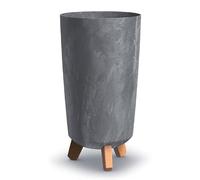 Prosperplast Maceta Alta con Patas Gracia TUBUS Slim Beton Effect Marengo, 19,5x19,5x36,5 cm