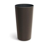 Prosperplast Maceta Lamia Slim Eco Wood Alta Redonda, Aspecto Madera Café, 30x30x57,5 cm Jardín, Terraza y Balcón