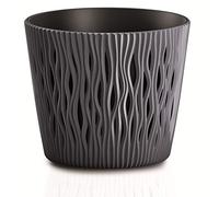 ProsperPlast Maceta Redonda de plastico Sandy Round en Color Antracita (Largo) x 26,2 (Ancho) x 22,2 (Alto) cm