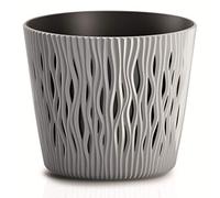 ProsperPlast Maceta Redonda de plastico Sandy Round en Color Gris (Largo) x 15,8 (Ancho) x 13,8 (Alto) cm