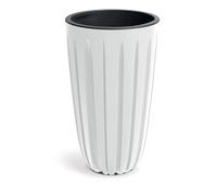 Prosperplast Maceta Wario Alta con Depósito Interior Blanco, 29x29x50 cm Jardín, Terraza y Balcón