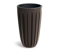 Prosperplast Maceta Wario Eco Wood Redonda Alta con Depósito Interior, Aspecto Madera Café, 29x29x50 cm Jardín, Terraza y Balcón