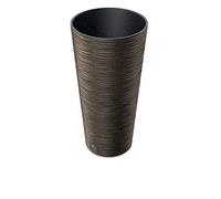 Prosperplast Macetero 2 en 1 con cubo interior, maceta de plástico, aspecto acanalado, diámetro de 25 cm (café)