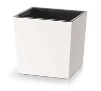 Prosperplast Macetero 2 en 1 con cubo interior – Maceta para hierbas cuadrada 29,5x29,5x29 cm Blanco