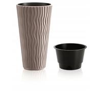 Prosperplast Macetero Alto Redondo Decorativo Sandy Slim, con depósito Interior, Moca, 34,9x34,9x62 cm