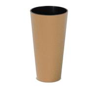 Prosperplast Macetero Alto y Redondo TUBUS SLIM Eco Wood, 25x25x47,6cm, 9L, Biodegradable Multicolor
