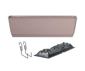 Prosperplast Macetero Colgante - Incluye Ganchos de Soporte ratolla p, Dimensiones (mm) 590x154x142, Color Mocca