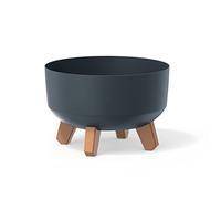Prosperplast Macetero Color Antracita, con Patas Desmontables, Redondo, colección Gracia de 23,5 x 23,5 x 15,5 cm, Capacidad de 3,8 L.
