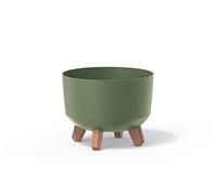 Prosperplast Macetero Color Verde Tierra, con Patas Desmontables, Redondo, colección Gracia de 29cm x 29cm x 22cm cm, Capacidad de 9,8 L.