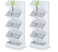 Prosperplast Macetero Vertical Mini Cascade de plastico en Color Blanco 19,5 (Largo) x 11,4 (Ancho) x 47,5 (Alto) cm con Tijeras de Jardin (Paquete de 2)