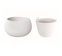 ProsperPlast Nitly Maceta Redonda con deposito Splofy Bowl de plastico en Color Blanco (Largo) x 23,9 (Ancho) x 16,1 (Altura) cm