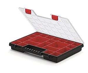 Prosperplast Organizador de herramientas NOR B (caja organizadora, caja de piezas pequeñas para tornillos/herramientas, cajas extraíbles, tapa transparente, caja de clasificación), transparente