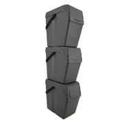 Set de 3 cubos de basura keden sortibox para reciclado, gris, volumen 3x25l 24 cm