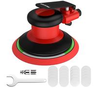 Proster Lijadora Orbital Neumática 12000RPM 6Pulgadas Lijadora Rotorbital con 20 Papeles de Lija(80-320 Grano) y Control de Velocidad Variable para Preparación de Pintura de Coches,Lijado de Madera