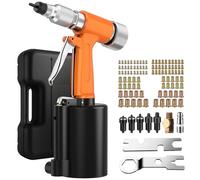 Proster Remachadora de Tuercas Neumática con 100 Tuercas M4 M5 M6 M8 M10 Pistola Remachadora de Aire Comprimido Herramienta de Remachado con 5 Mandriles 2 Llaves para Industria Maquinaria Automóvil