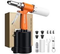 Proster Remachadora Neumatica para Remaches de 2.4 mm a 4.8 mm con 4 Boquillas y Fuerza de 1408KGF Pistola Remachadora de Aire Hidraulica para Bricolaje Automoción y Industria