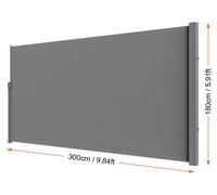 Protector contra el viento - Protector solar - Protector contra el viento extensible - Impermeable - Extensible - Enrollable - 180x300 cm