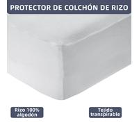 Protector de colchón Rizo Extra Suave 100% Algodón, Cubrecolchón, Topper Protector de Cama Blanco, Elástico, Ajustable y Absorbente,Varias Medidas