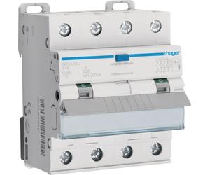Protector de corriente con protección de línea de 4 polos, 10 kA - Disyuntor de alimentación B16 / 0,03 A ADX416D