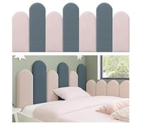 Protector de Pared, Protector de Pared 3D anticolisión para niños, Paneles Suaves de 3,5 cm de Grosor, decoración autoadhesiva para cabecero de habitación Infantil, diseño Ovalado, Rosa y AZ