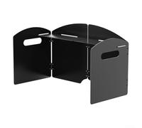 Protector de viento ligero plegable para estufa, material de acero, diseño portátil con bolsa de almacenamiento, adecuado para cocinar al aire libre y aventuras de senderismo (cuatro pliegues)