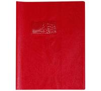 Protector para libro de ejercicios Clairefontaine, de PVC, 170 x 220 mm, soporte de etiqueta, efecto piel - rojo intenso