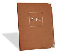 Protege menú restaurante A4 para menú de mesa de piel sintética marrón, azul, negro, gris, verde rojo, estilo 1-2 páginas (marrón)