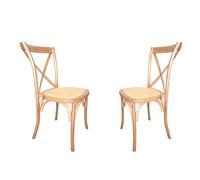 Provenza, Pack 2 Sillas de Comedor, Silla Salón, Acabado en Madera Clara y Cuerda, Medidas: 48 cm (Ancho) x 52 cm (Largo) x 89 cm (Alto)