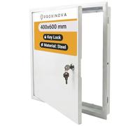 PROXINOVA Tapa Cuadro Electrico 40x60 cm Trampilla Pladur con Llave Puerta Metálica Blanca para Contador Luz Agua Registro Técnico Panel Acceso Pared y Techo