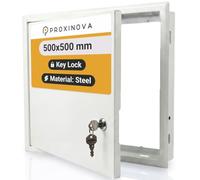 PROXINOVA Tapa Cuadro Electrico 50x50 cm Trampilla Pladur con Llave Puerta Metálica Blanca para Contador Luz Agua Registro Técnico Panel Acceso Pared y Techo