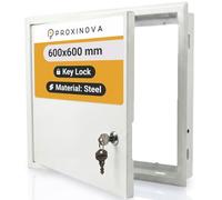 PROXINOVA Tapa Cuadro Electrico 60x60 cm Trampilla Pladur con Llave Puerta Metálica Blanca para Contador Luz Agua Registro Técnico Panel Acceso Pared y Techo