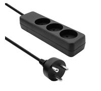 Proxtend danish power strip 3-way 2m it black