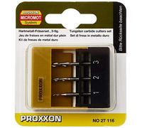 Proxxon 27 116 Conjunto de fresas de vástago en metal duro macizo 1-2-3 mm, plateado