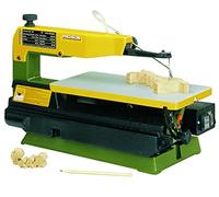 PROXXON Sierra de Calar DSH 2 Velocidades - Cortes Precisos en Madera, Plástico y Metales No Ferrosos, Brazo de Aluminio, Mesa Basculante a 45°, Motor Sin Escobillas 205W, Incluye 10 Hojas