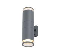 Proyector de Fachada Up Down H:35CM Estrecho IP44 2-flammig E27 Aluminio Pared