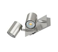 Proyector de pared WAIKA de dos luces con interruptor acero inoxidable mate