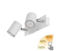 Proyector de pared WAIKA de dos luces con interruptor blanco mate incl. GU10 LED [EEK: G]