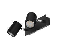 ledscom.de, aplique de pared WAIKA, de dos luces, con interruptor, color mate, incluye bombillas LED GU10, cada una de 227 lúmenes, luz blanca cálida