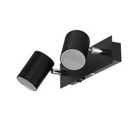 Proyector de pared WAIKA de dos luces con interruptor negro mate incl. lámparas