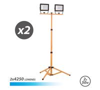 Proyector led elbat con trípode de 2 x 50 w, 4250 lúmenes, luz fría