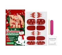 Pruojhw Pegatinas para uñas navideñas | 12 piezas calcomanías de arte con purpurina | Pegatinas de gel para uñas Diseño de copos de nieve y alce con lima y palo, para vacaciones de invierno, casa