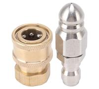 Pssopp Boquilla de Alcantarillado Boquilla de Limpieza de Drenaje de Chorro de Alcantarillado con Conector de Enchufe Desmontable Rápido y Adaptadores G1/4 G3/8 para Limpieza