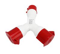 Pssopp Enchufe Industrial en Forma de Y, Conector de Enchufe Industrial PA66 32A 5 Pines 380 415V Contactos de Latón IP44, Divisor de Potencia de 1 Entrada Y 2 Salidas para Sitios Agrícolas de